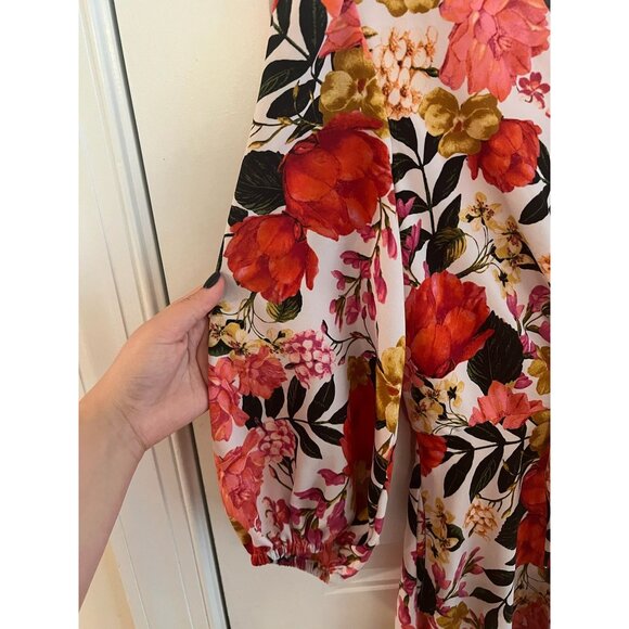 Julia Jordan Floral Tie Front Midi Dress Sz 4 - Picture 4 of 6